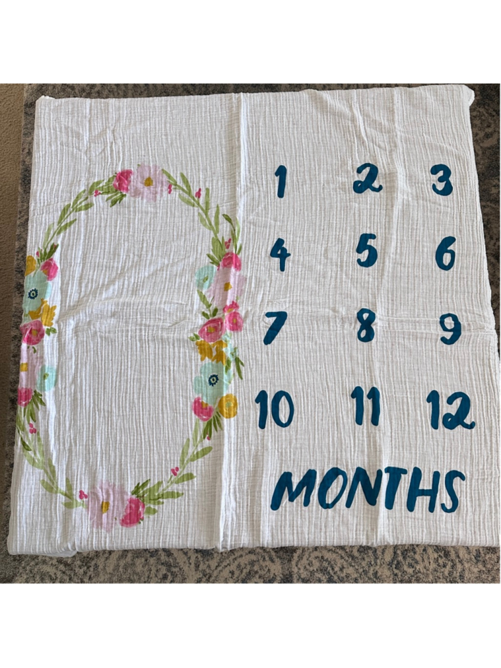 Cloud Island Baby Milestone Blanket Floral Months Photo Prop